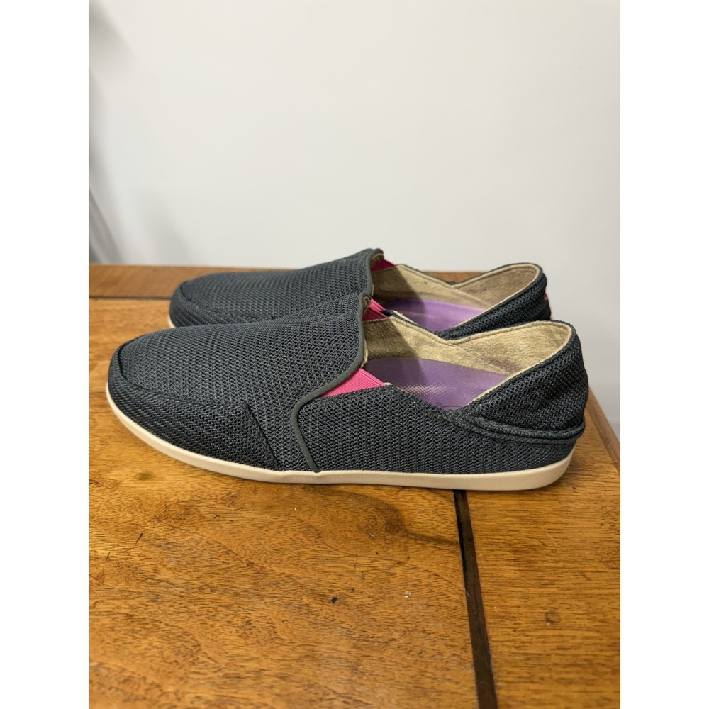 Olukai Waialua Mesh Slip On Shoe Women's 8 Gray‎ Comfort Casual Loafer Drop Heel